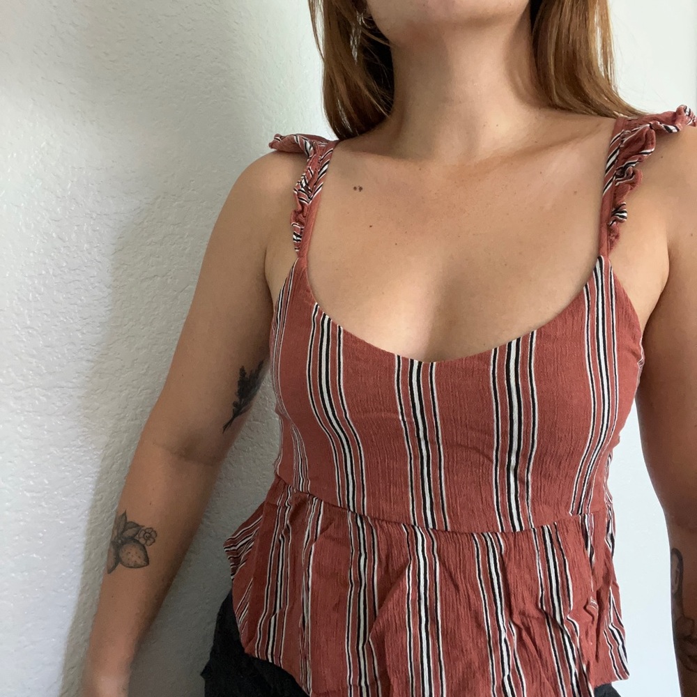 Ruffle striped tank